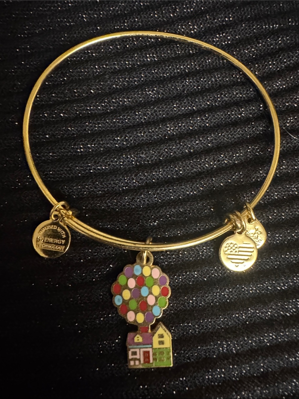 Alex and Ani Gold-tone Bangle with Multi-colored Balloon House Charm